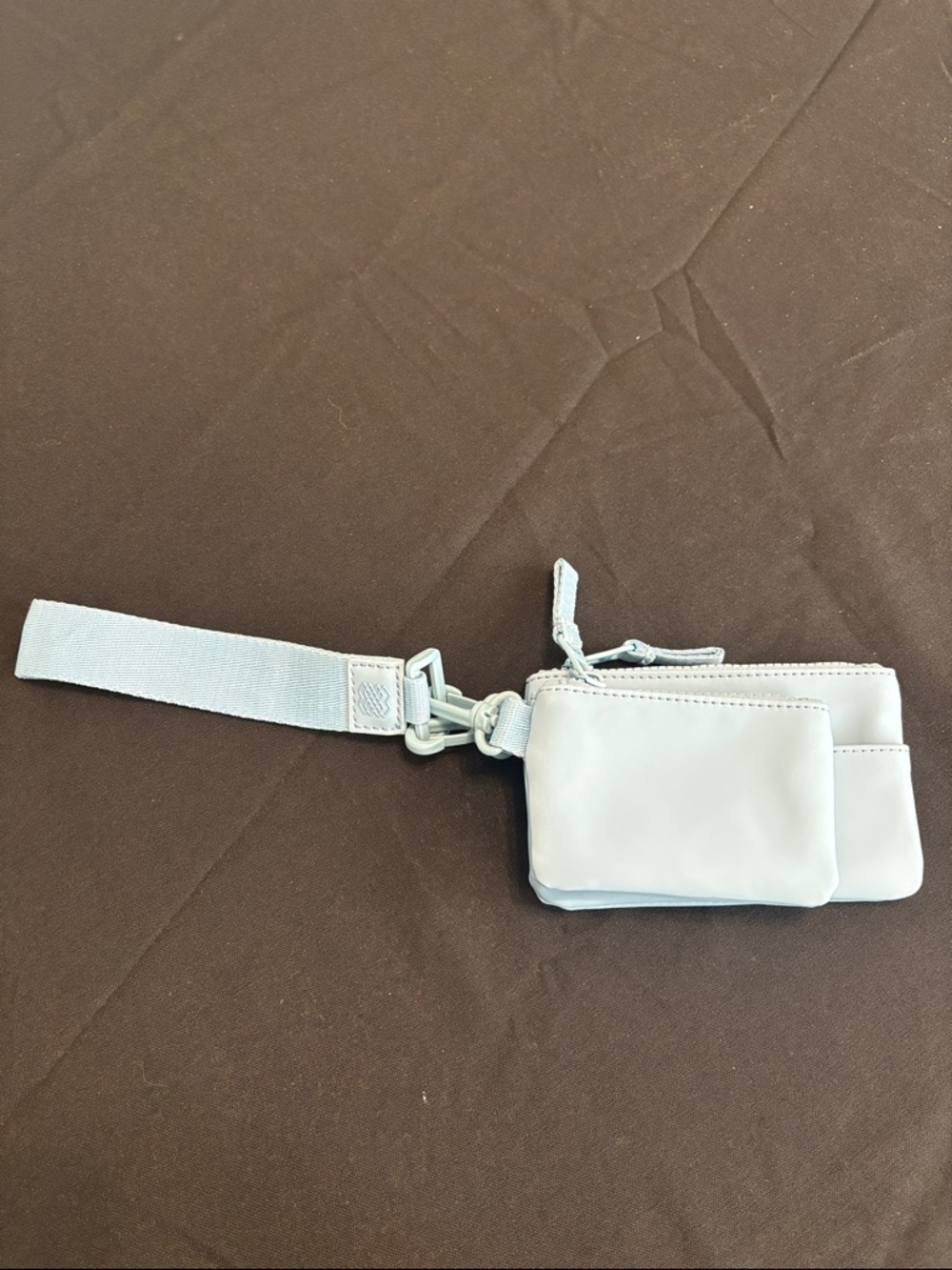Minimalist Light Blue Double Pouch Wristlet - Picture 5 of 5